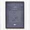 Blue Background and Walnut Frame on Paneling Wall