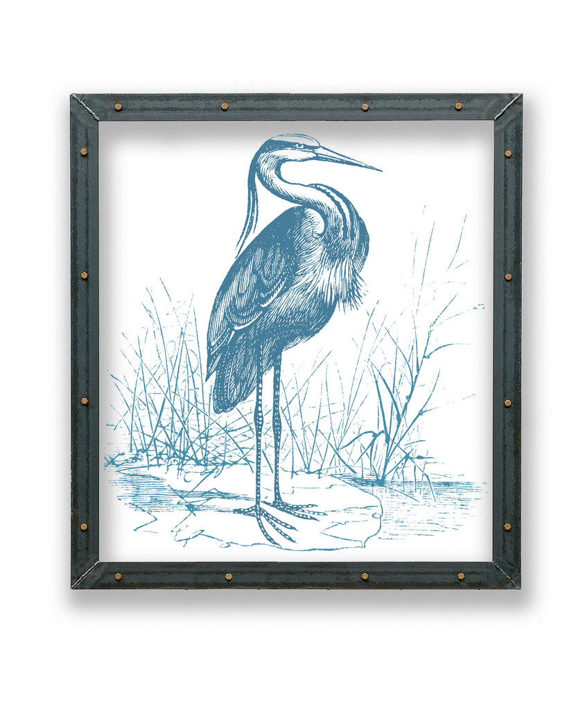 Heron with Wetlands Metal Frame - Haven America