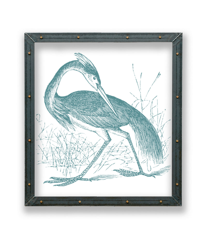 Heron in Seagrass Water Bird with Metal Frame - Haven America