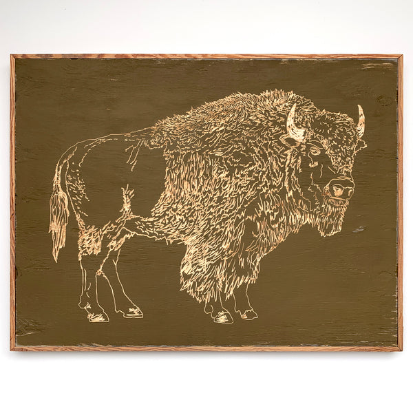 Western Buffalo Brown Animal Wall Art - 16"x20" Framed Giclee Textured Canvas By Stupell Industries