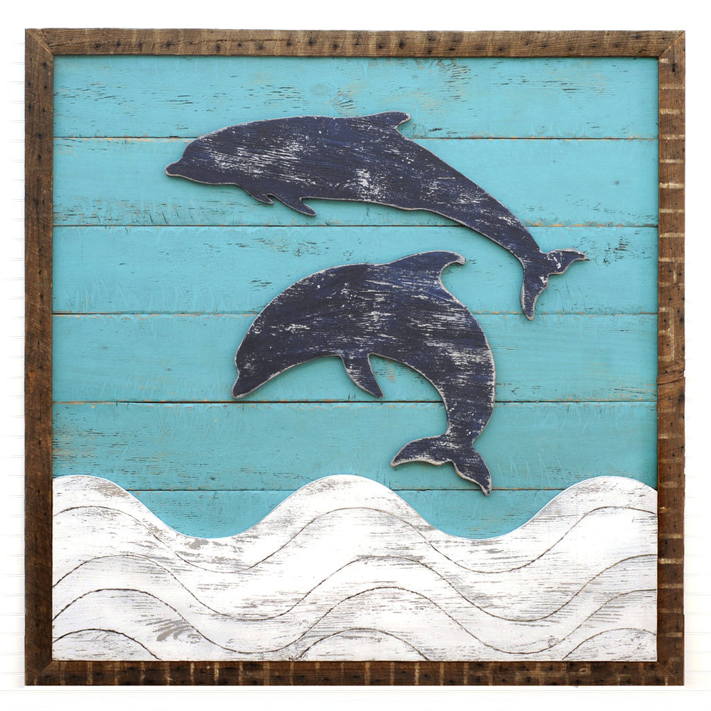 Dolphins and Waves Framed Wall Art - Haven America
