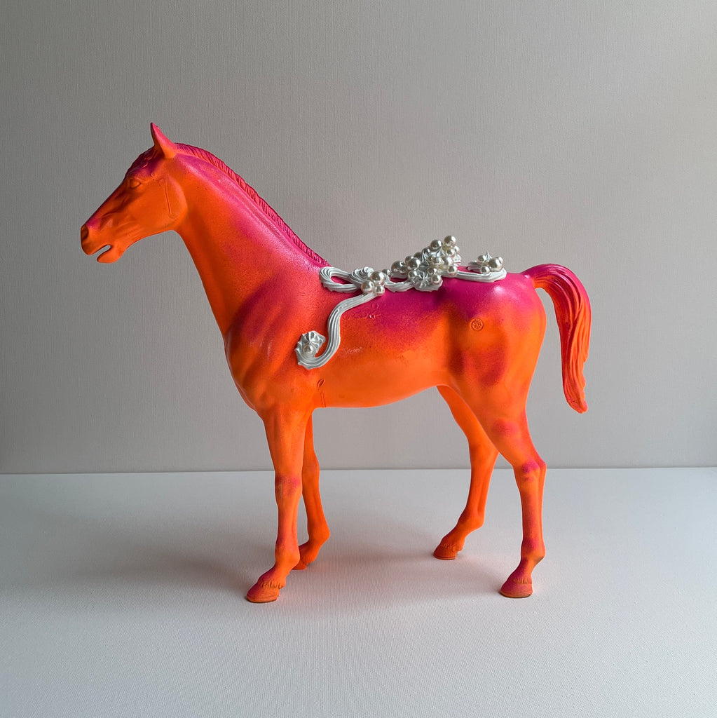 Profile of large horse sculpture