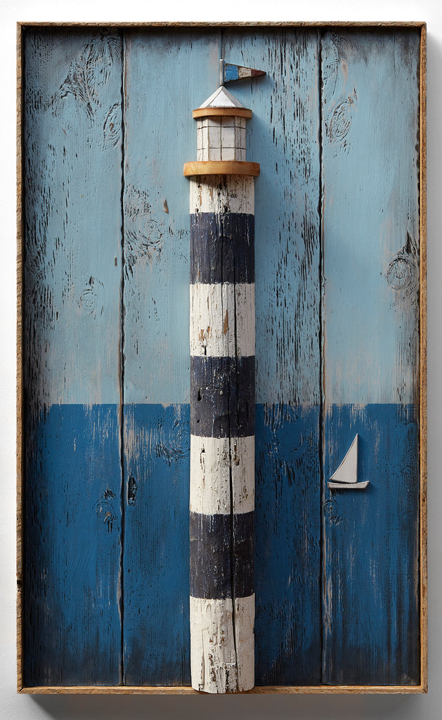 Wooden Lighthouse Wall Art Framed - Haven America