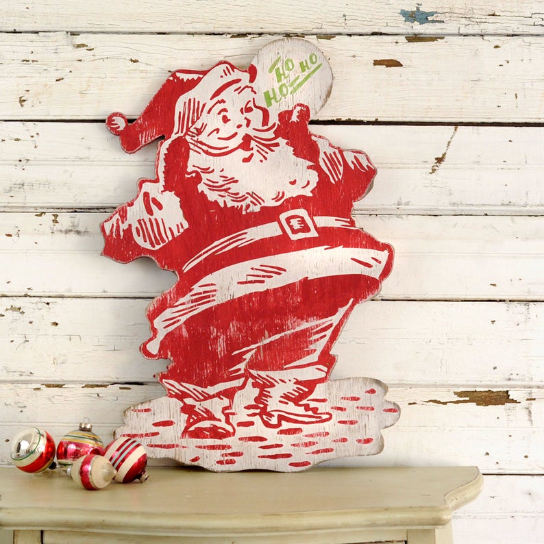 Retro Wooden Santa Cutout 24