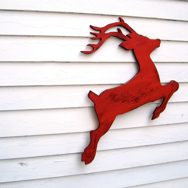 Haven America makes the best holiday decor. This flying reindeer is all wood, can go indoor or outdoor. 27 colors to pick from.
