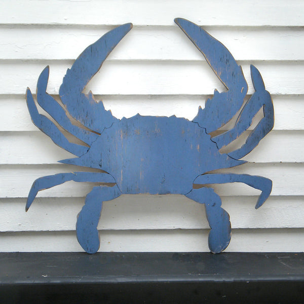 John's Studio Crab Wall Decor Outdoor Metal Bathroom Hanging Art Glass Blue Ocean Theme Decorations for Home, Pool and Patio