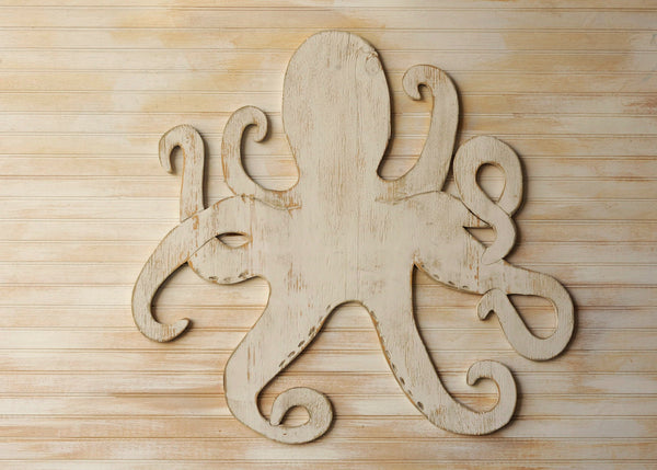 Wall26- Square Tribal Octopus Wood Effect Gallery- Canvas Wall Art- 12x12  inches