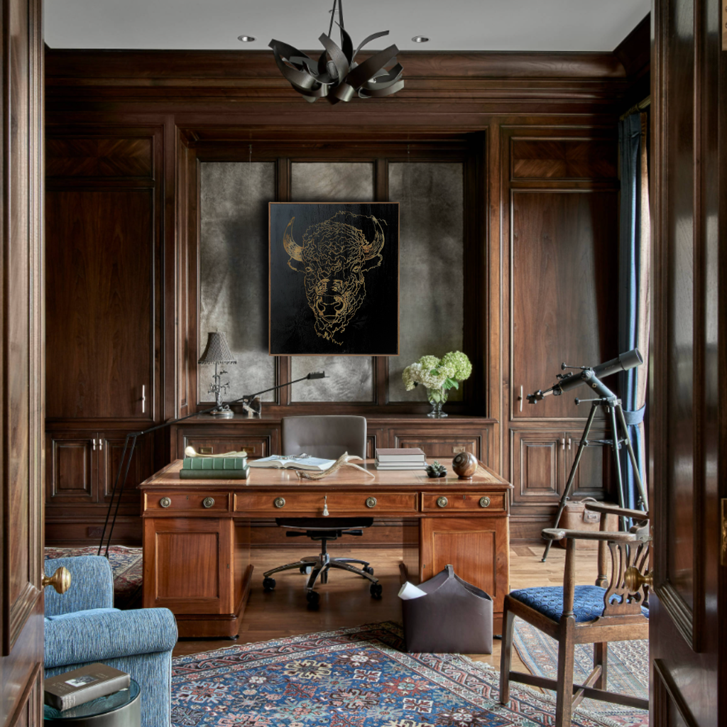 Carved Portrait Buffalo Framed Wall Art