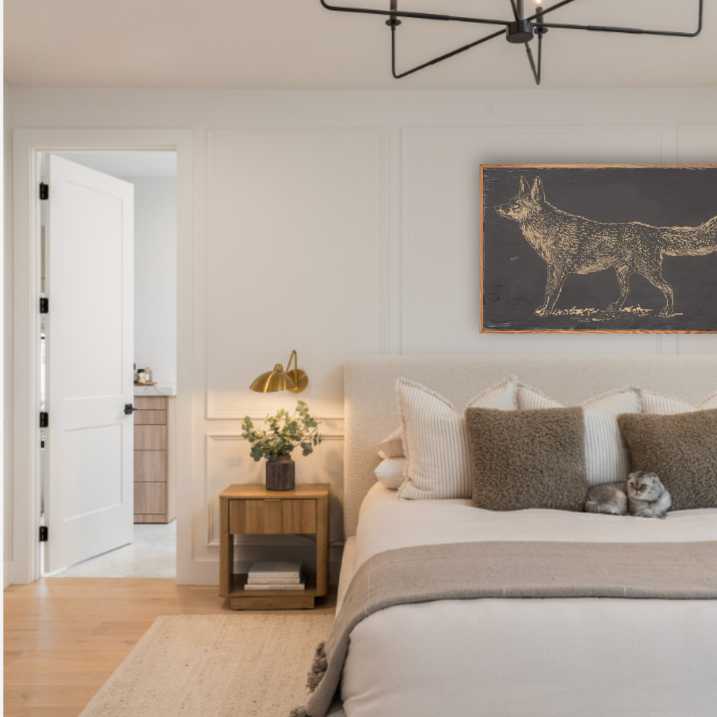 Handcrafted Artisan-Carved Framed Fox Wall Art