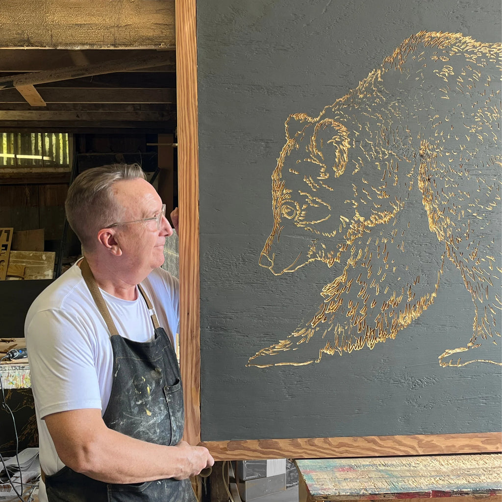 Carved Bear Framed Wall Art