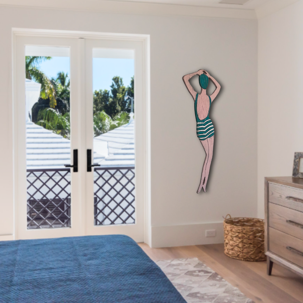 Poolside Cabana Girl Wooden Wall Art - Haven America