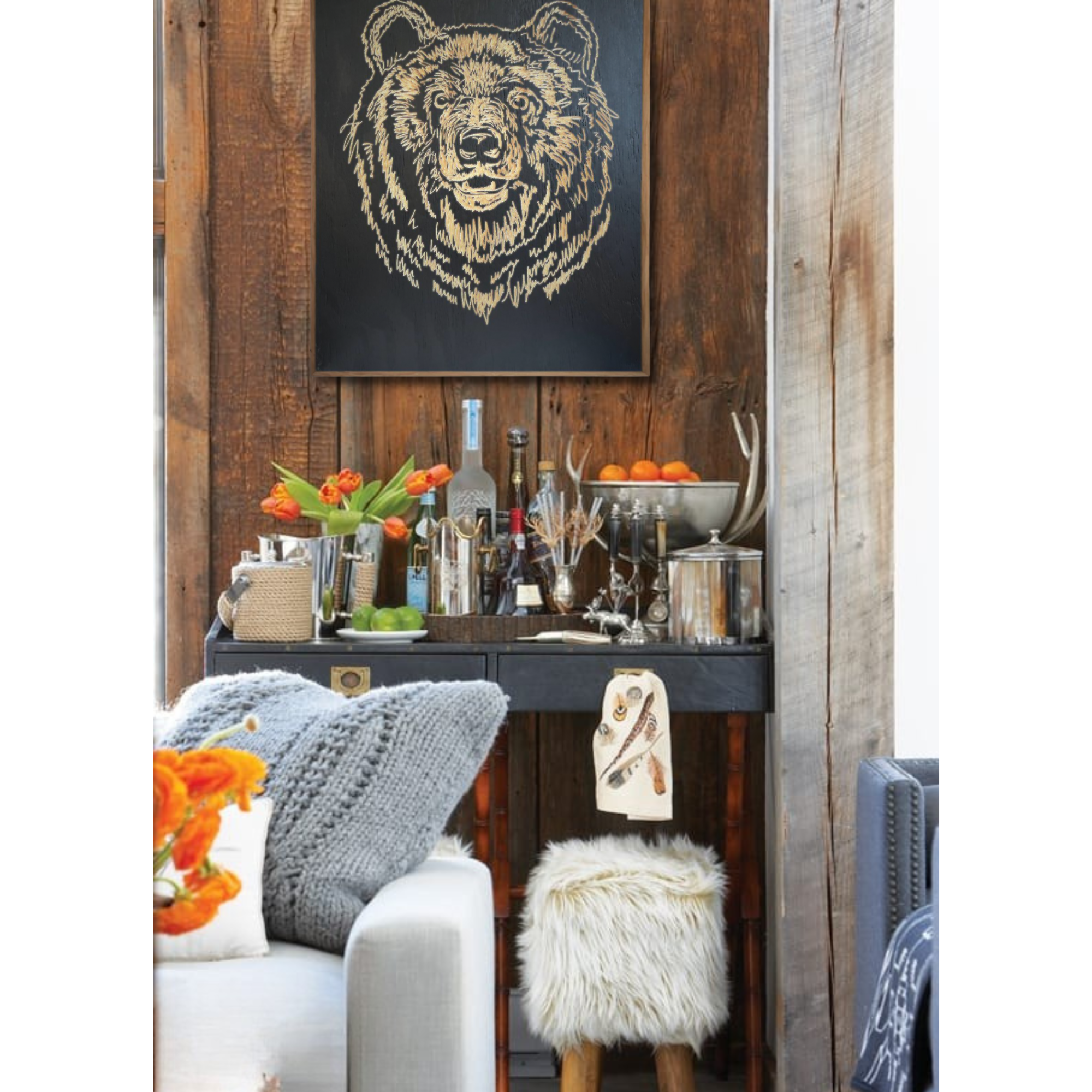 Carved Portrait Grizzly Bear Framed Wall Art - Haven America