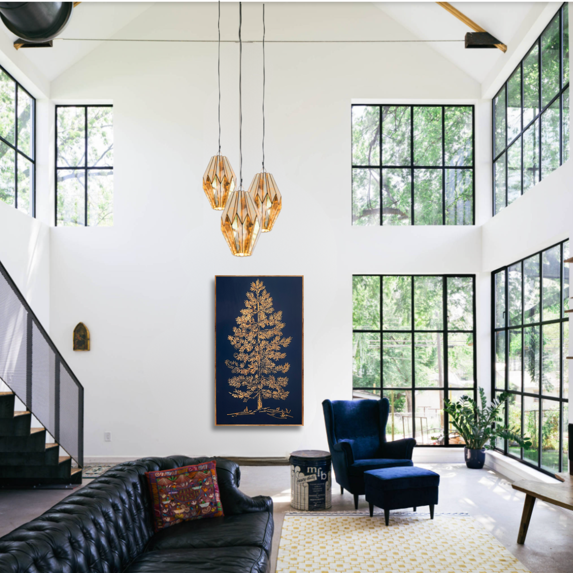 Carved Tree Framed Wall Art