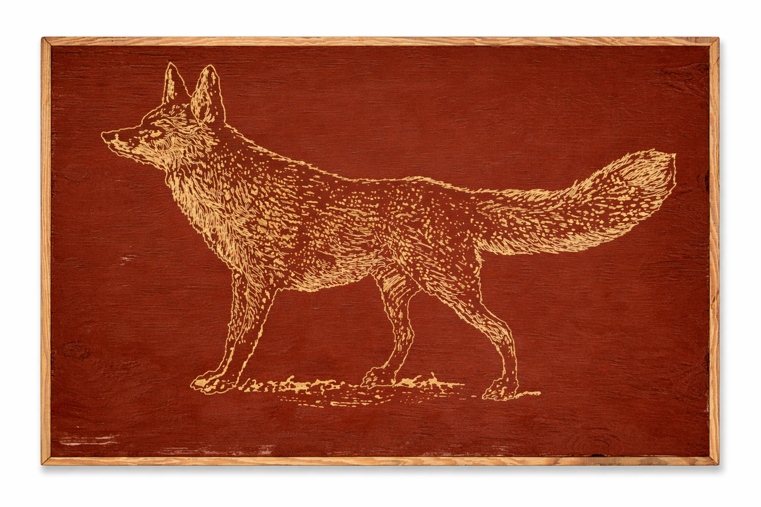 Handcrafted Artisan-Carved Framed Fox Wall Art - Haven America