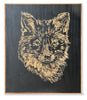 Example of our carved wooden fox head. Framed in reclaimed wood.