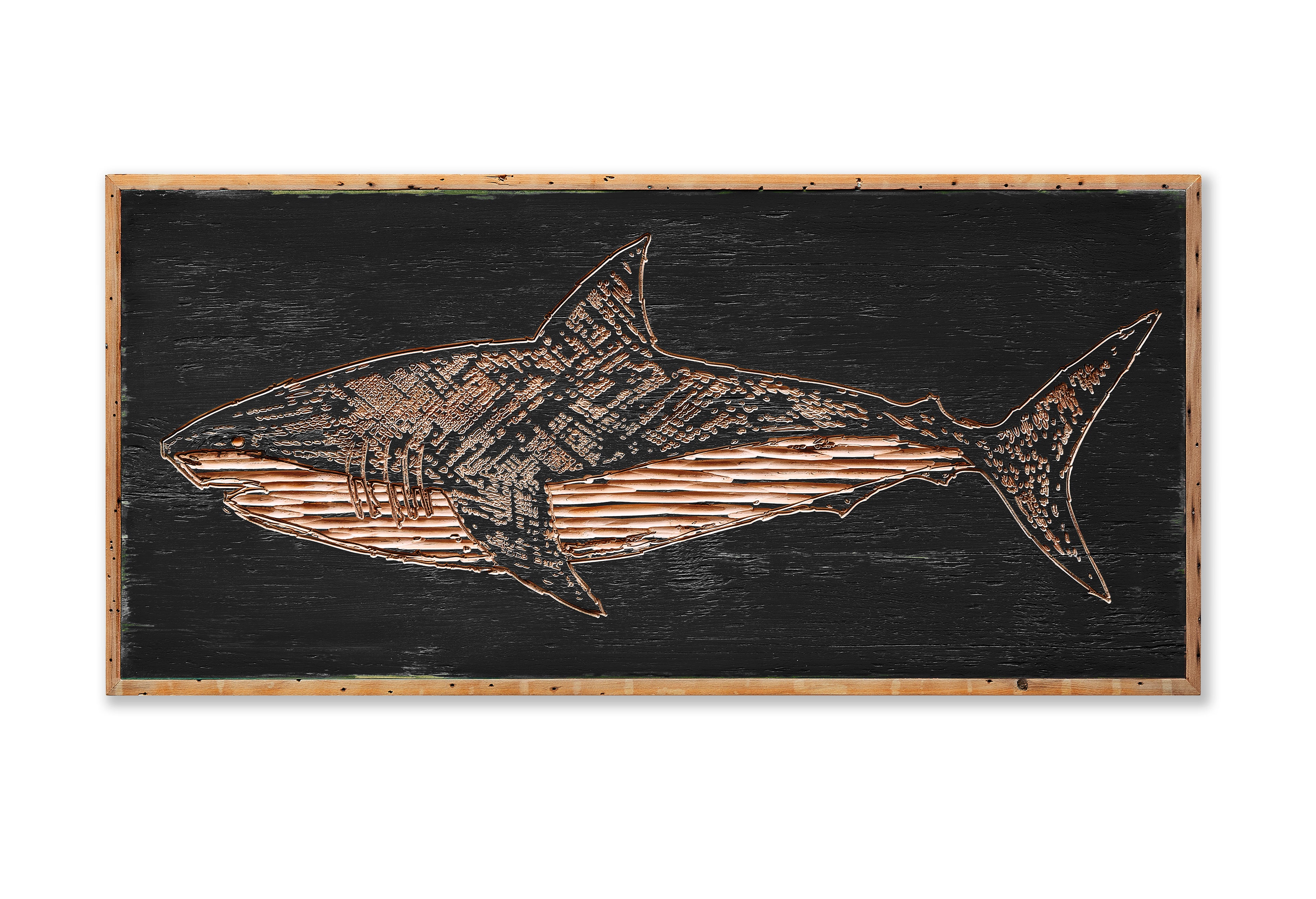 Carved Great White Shark Wall Art Framed