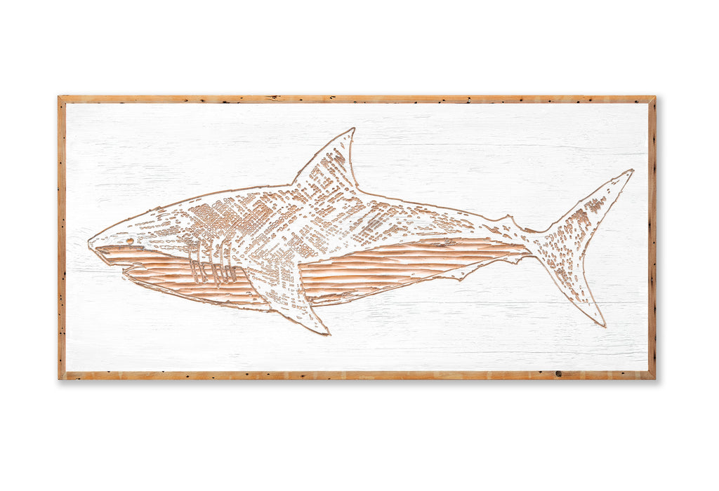 Carved Great White Shark Wall Art Framed