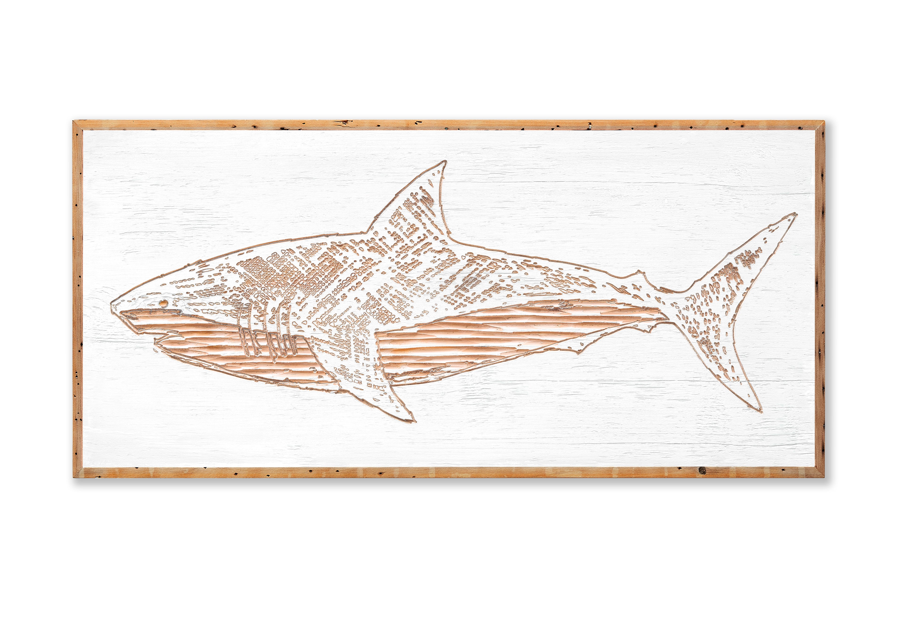Carved Great White Shark Wall Art Framed