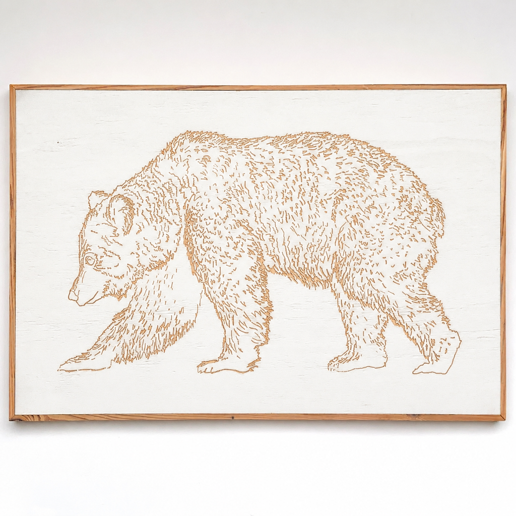 Carved Bear Framed Wall Art