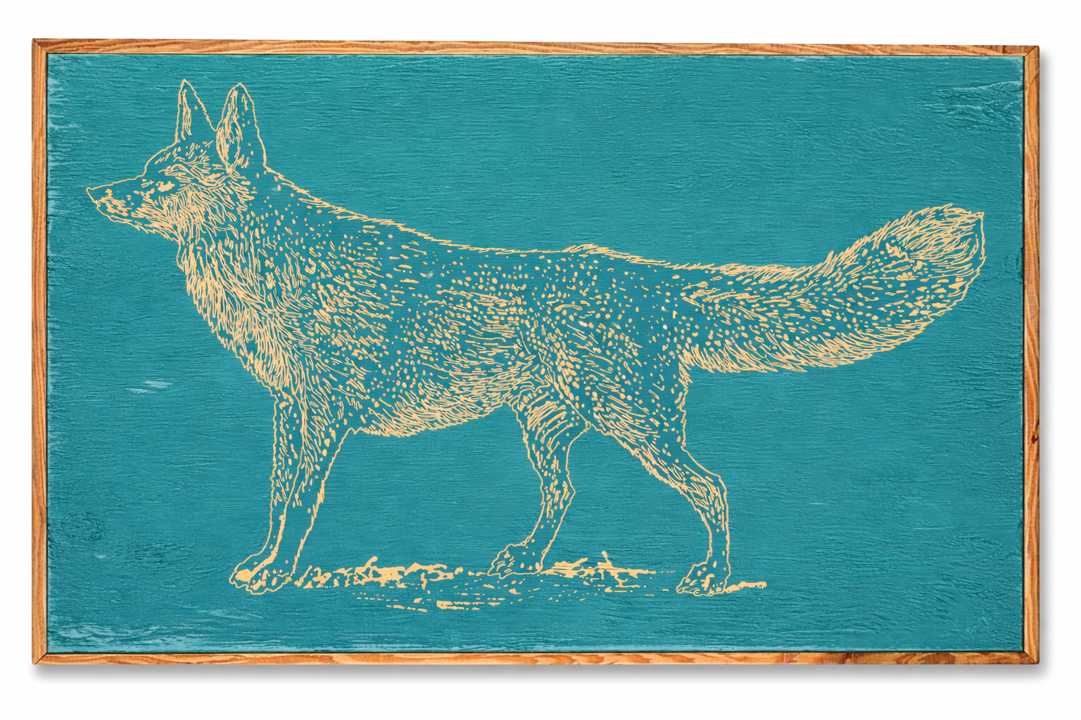 Handcrafted Artisan-Carved Framed Fox Wall Art - Haven America