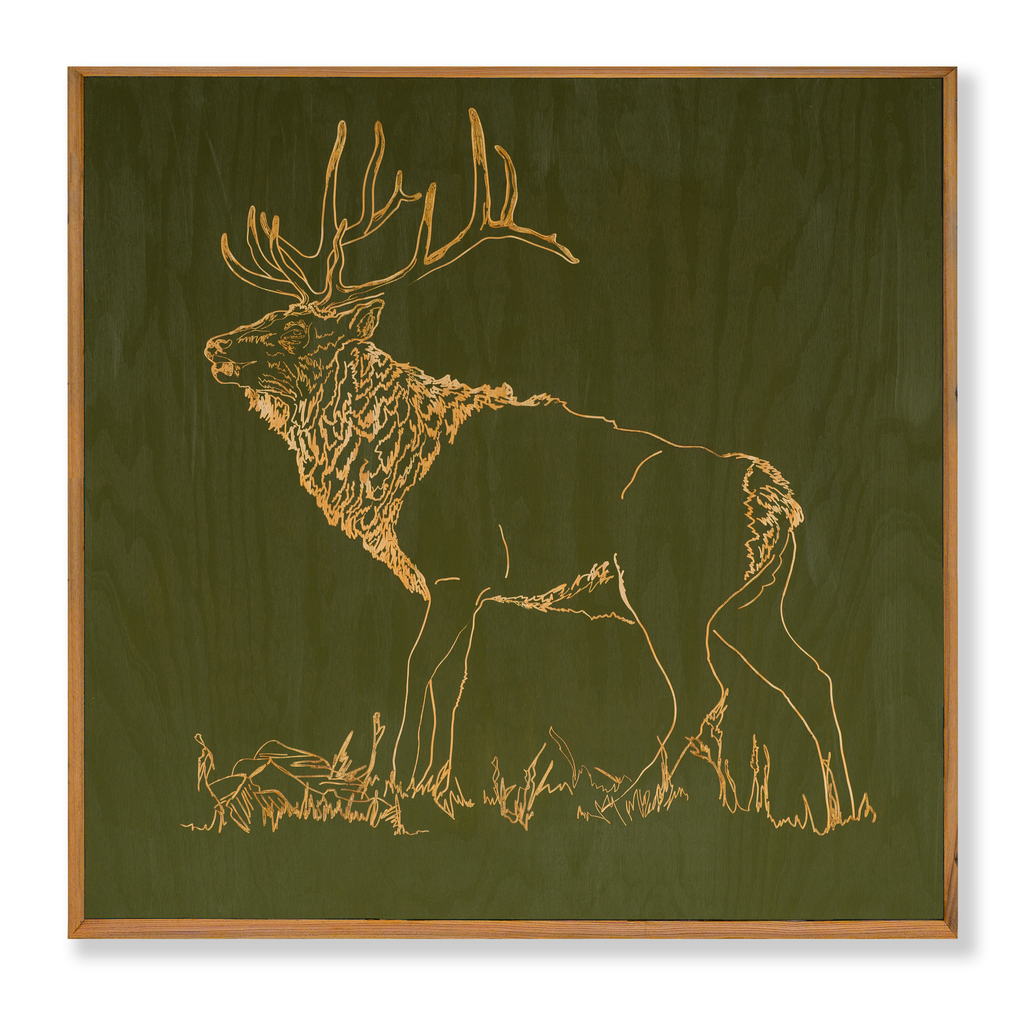 Carved Elk Framed Wall Art