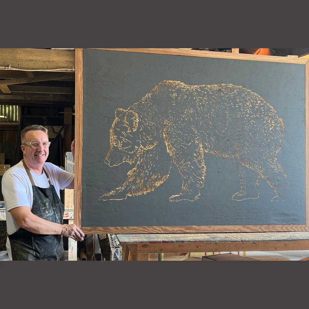 Carved Bear Framed Wall Art