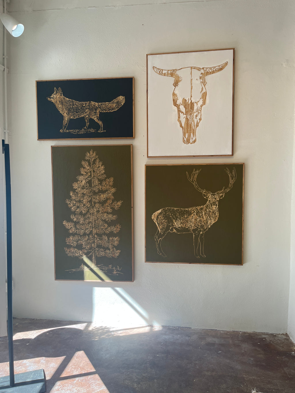 Carved Deer Framed Wall Art