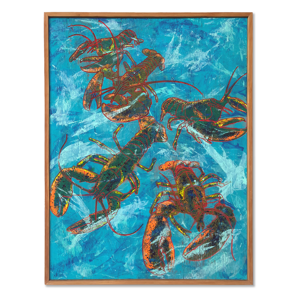 Lobsters in the Wild Painting Framed