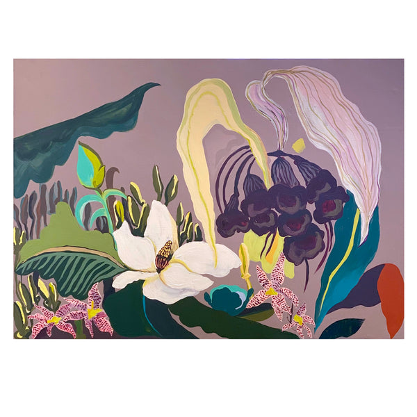 Flower Garden Painting, Contemporary Botanical, Original Painting