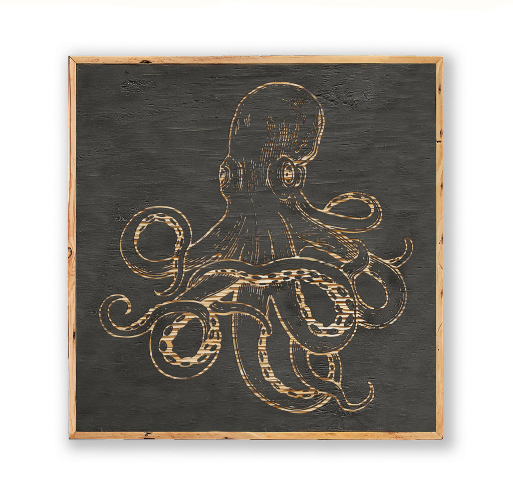 Carved Octopus Framed Wall Art