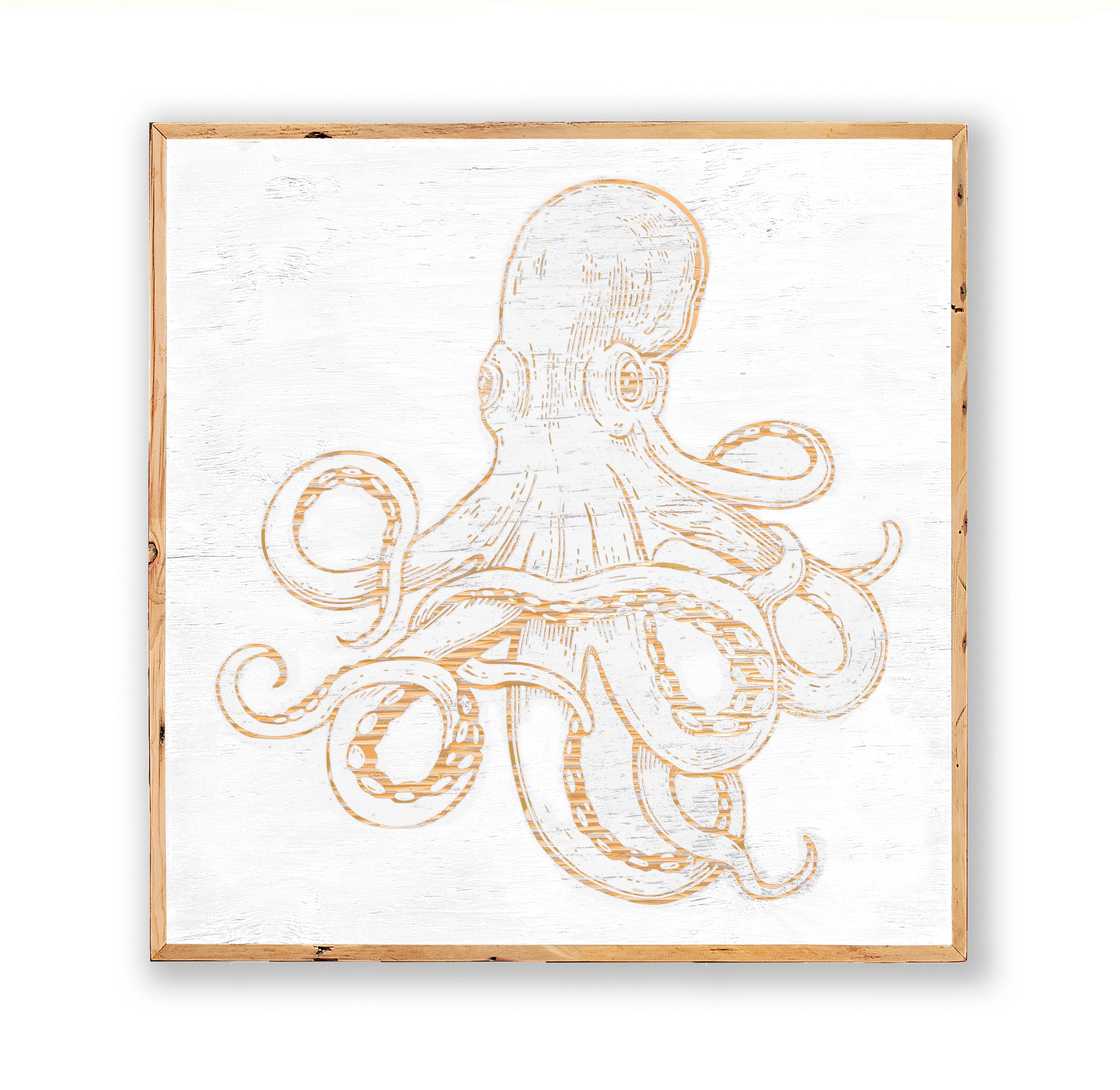 Carved Octopus Framed Wall Art