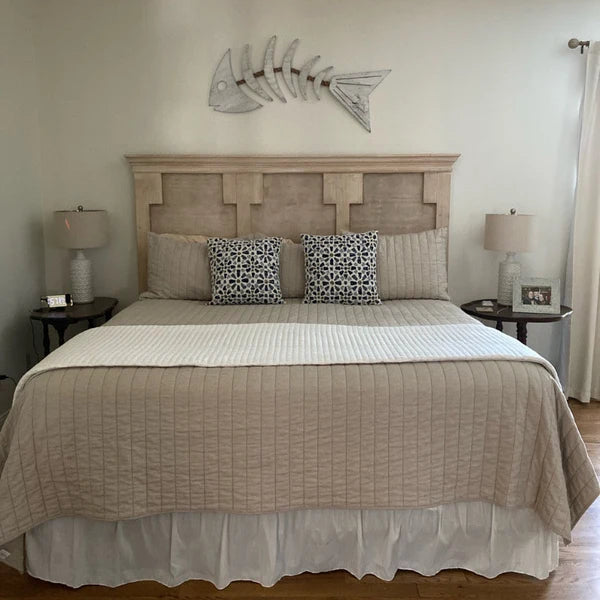 White Rope Fish over a headboard in our clients beach house bedroom