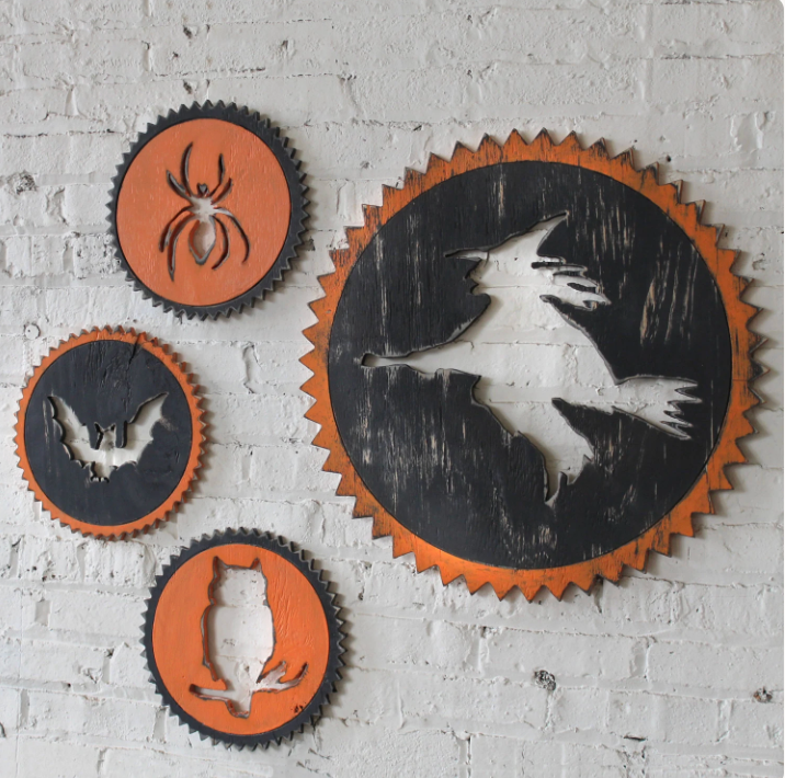 Halloween Silhouettes Decor Witch Owl Bat