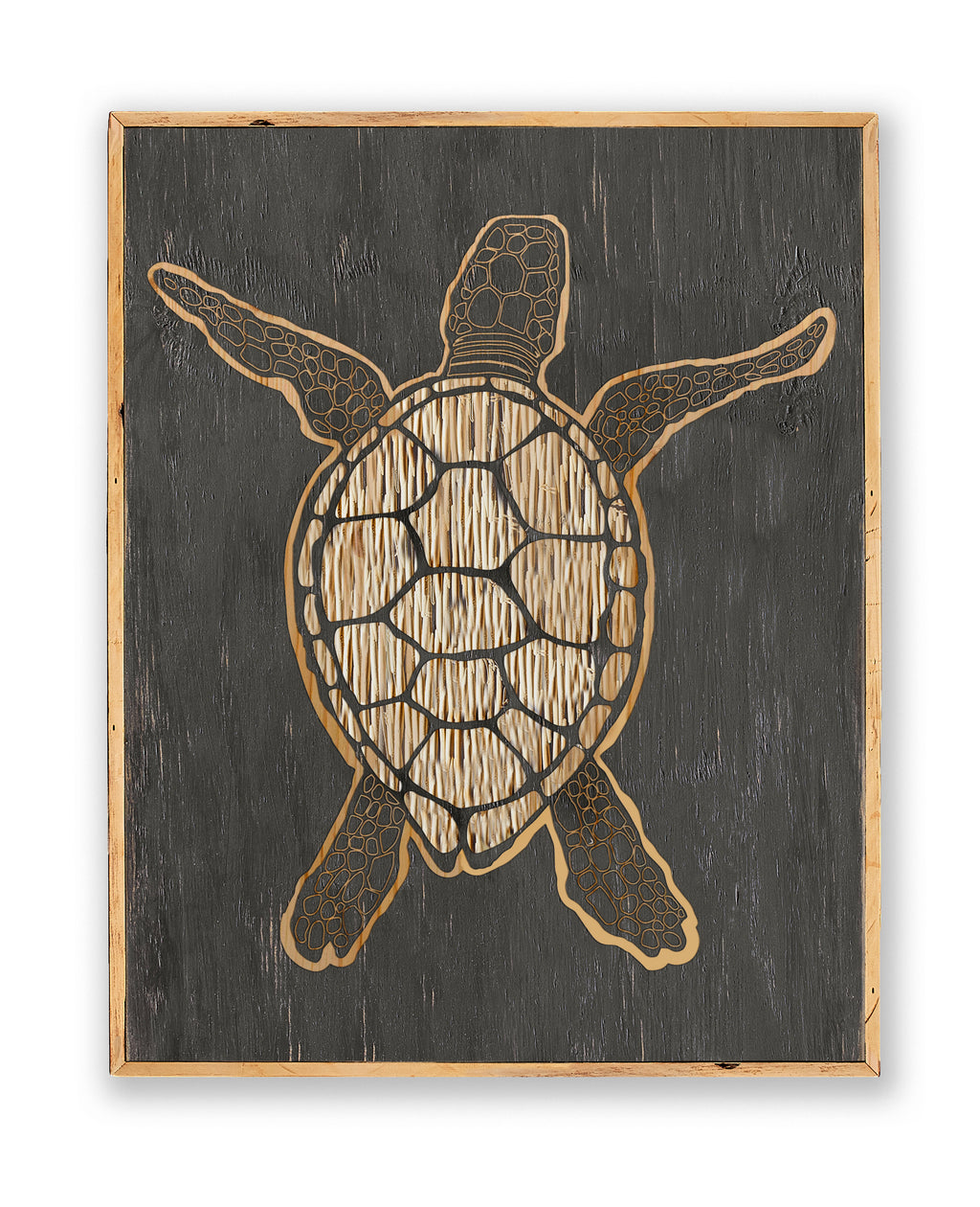 Carved Sea Turtle Framed Wall Art