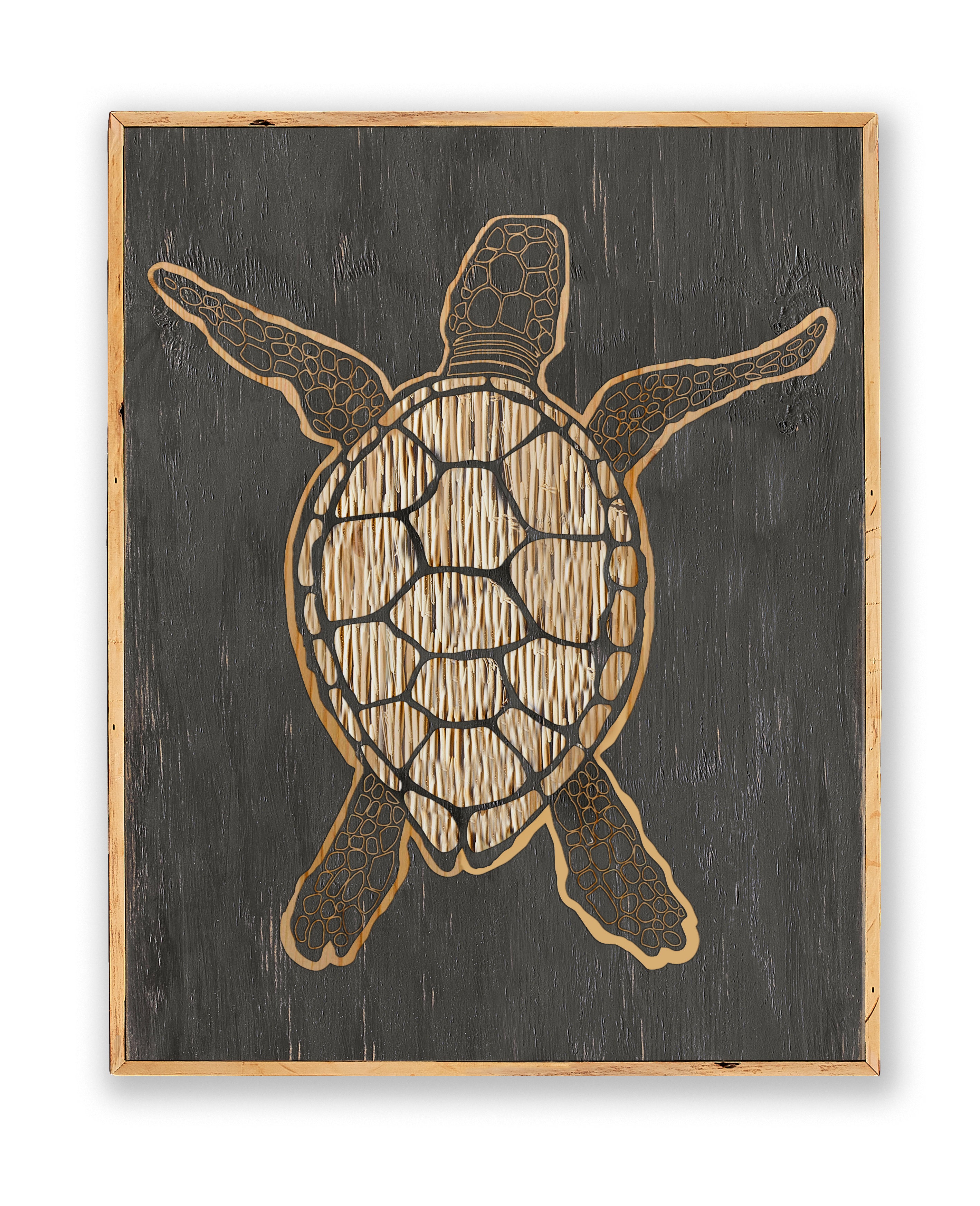 Carved Sea Turtle Framed Wall Art