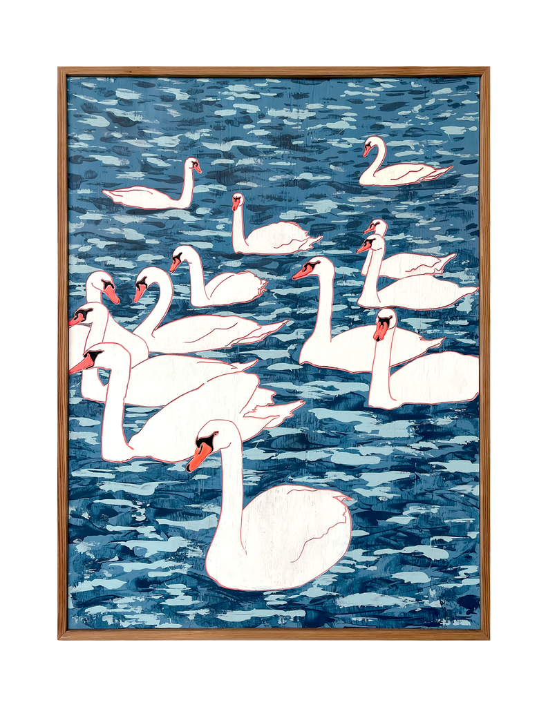 Swans in the Wild Painting Framed