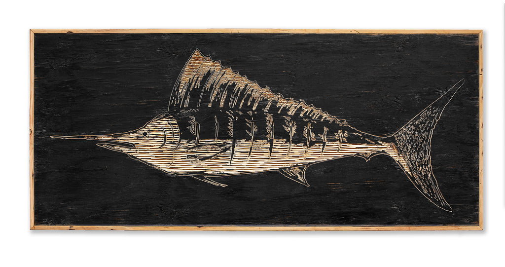 Carved Wooden Swordfish Framed Wall Art - Haven America