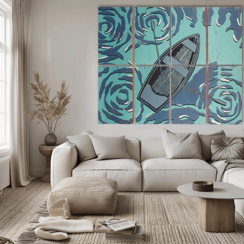 Rowboat in Water Scene Art - Haven America