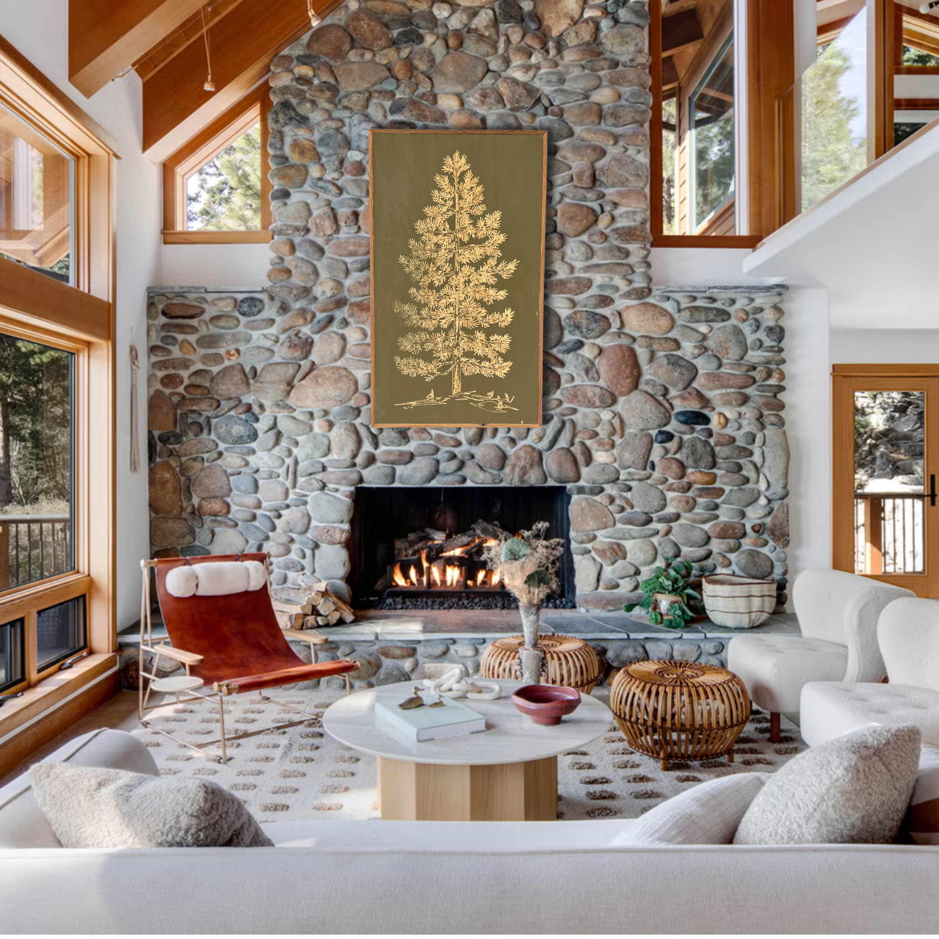 Carved Tree Framed Wall Art