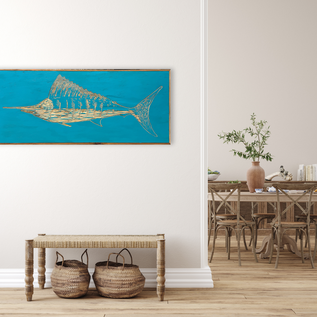 Carved Wooden Swordfish Framed Wall Art - Haven America