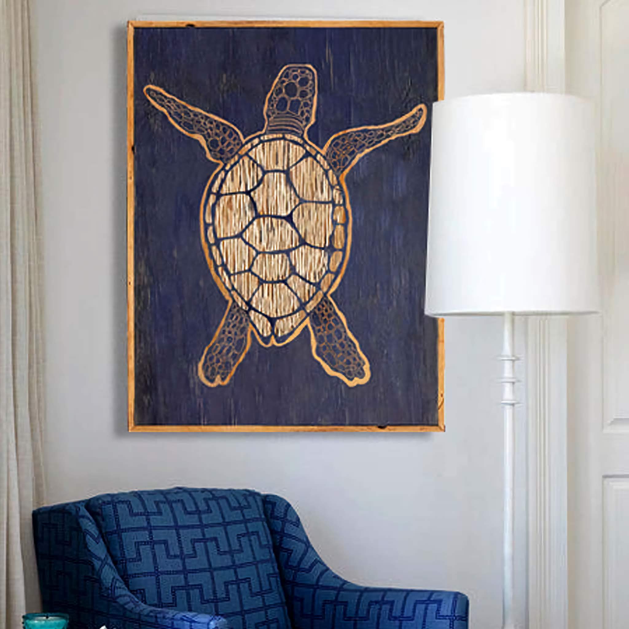 Carved Sea Turtle Framed Wall Art