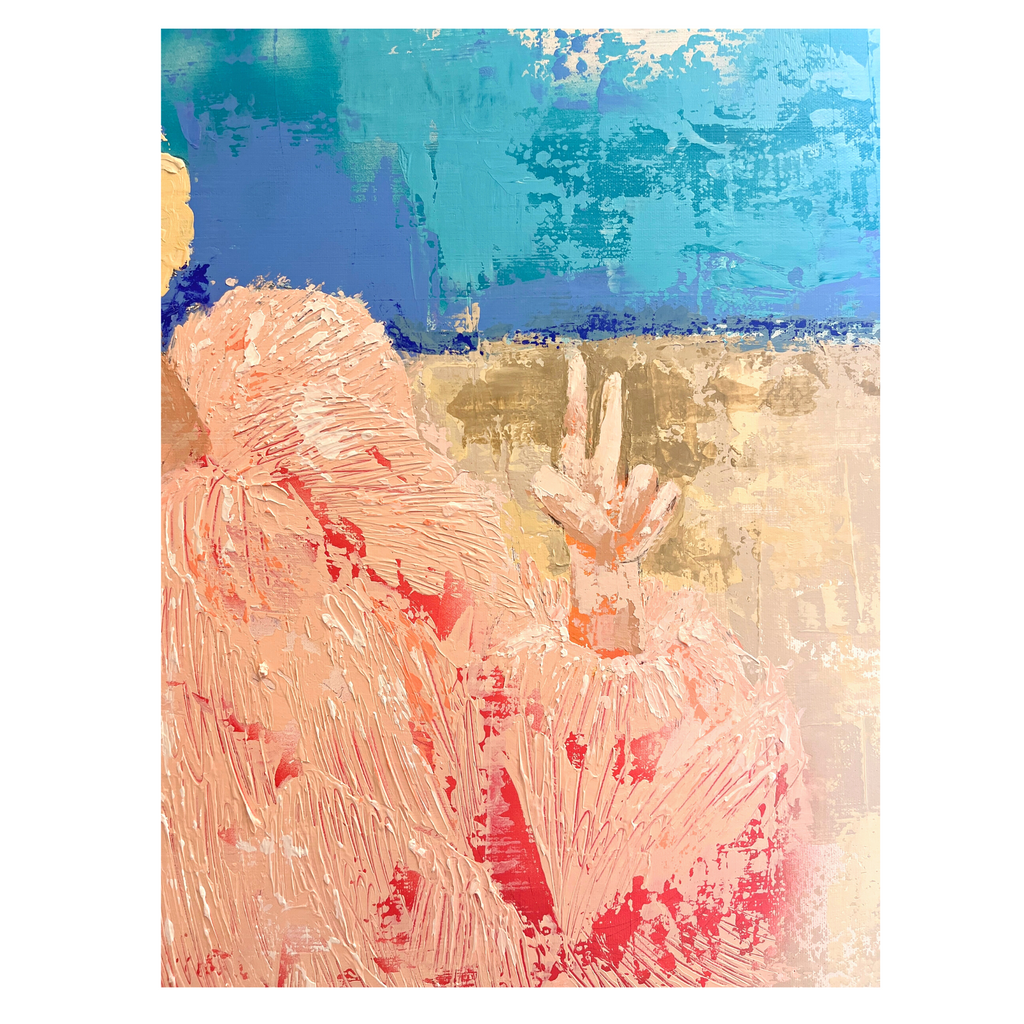 close up of island gal making a peace sign with her hand to the camera