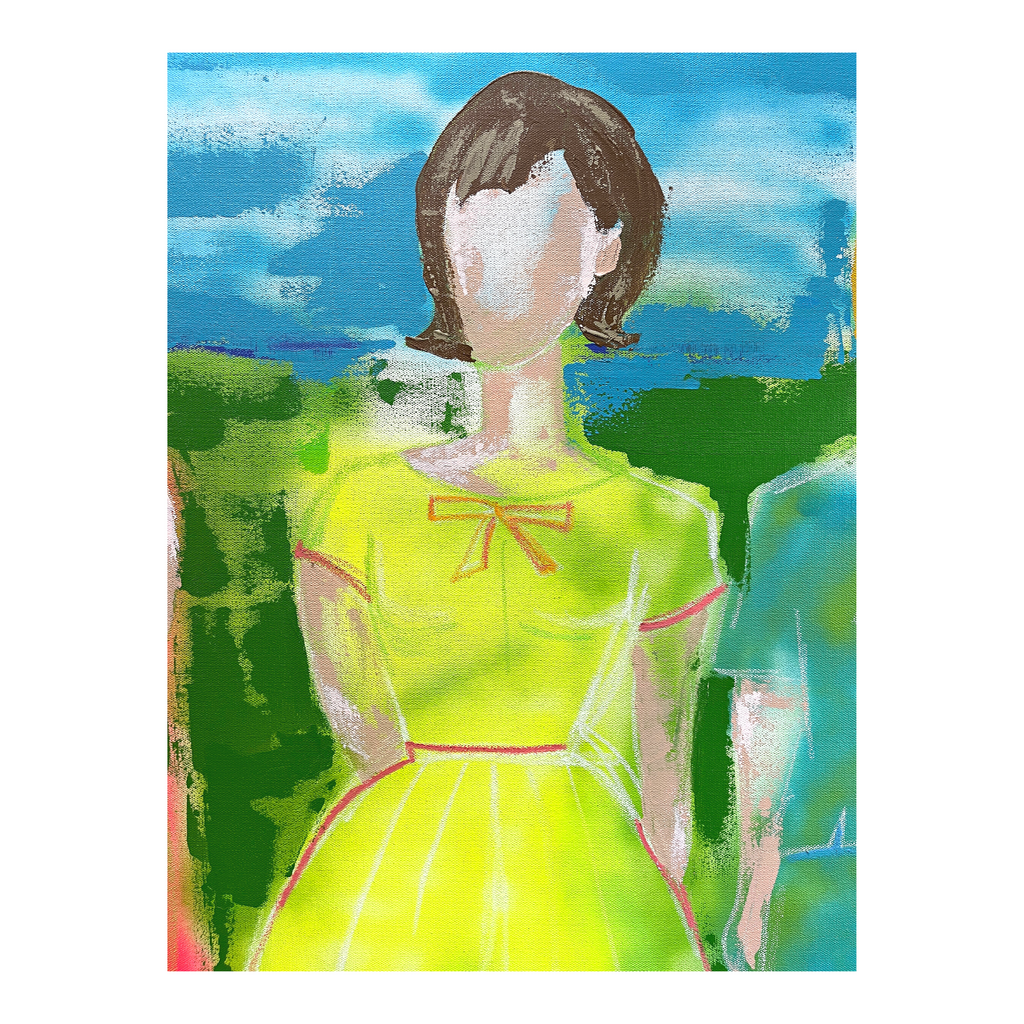 close up of one of the ladies in a green dress