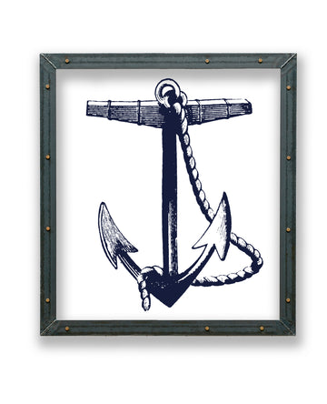 Anchor with Rope Print in Metal Frame