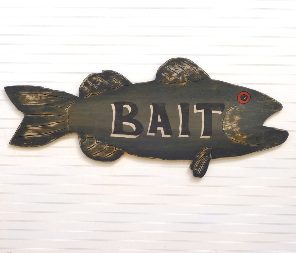 Bass Fish Bait Sign, Fishing Art