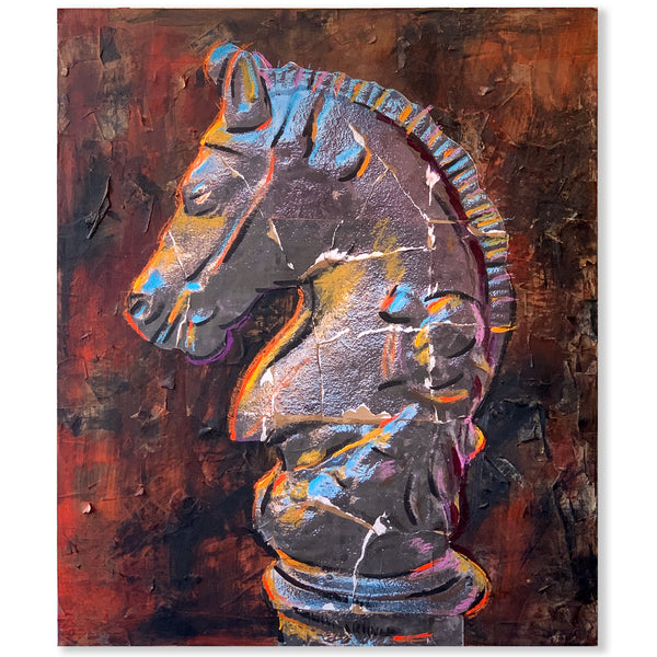 Burgundy Street Horse Post Painting