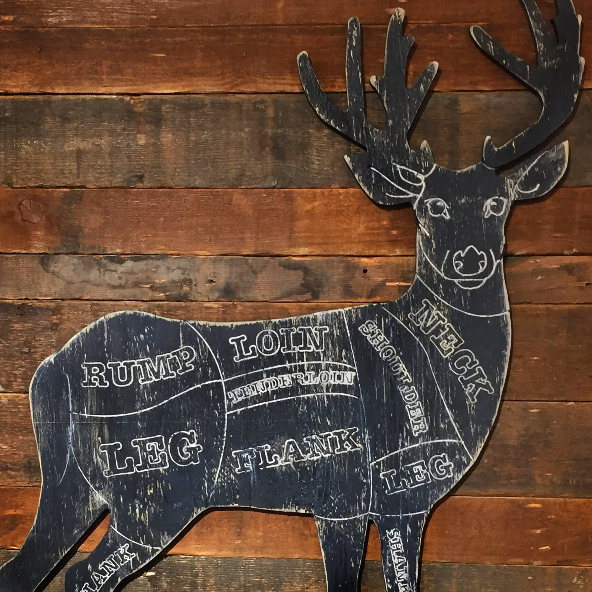 Butcher Deer on Rustic Wood Wall Art - Haven America