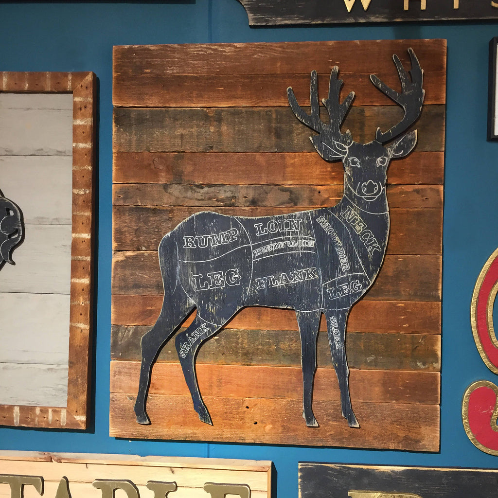 Butcher Deer on Rustic Wood Wall Art - Haven America