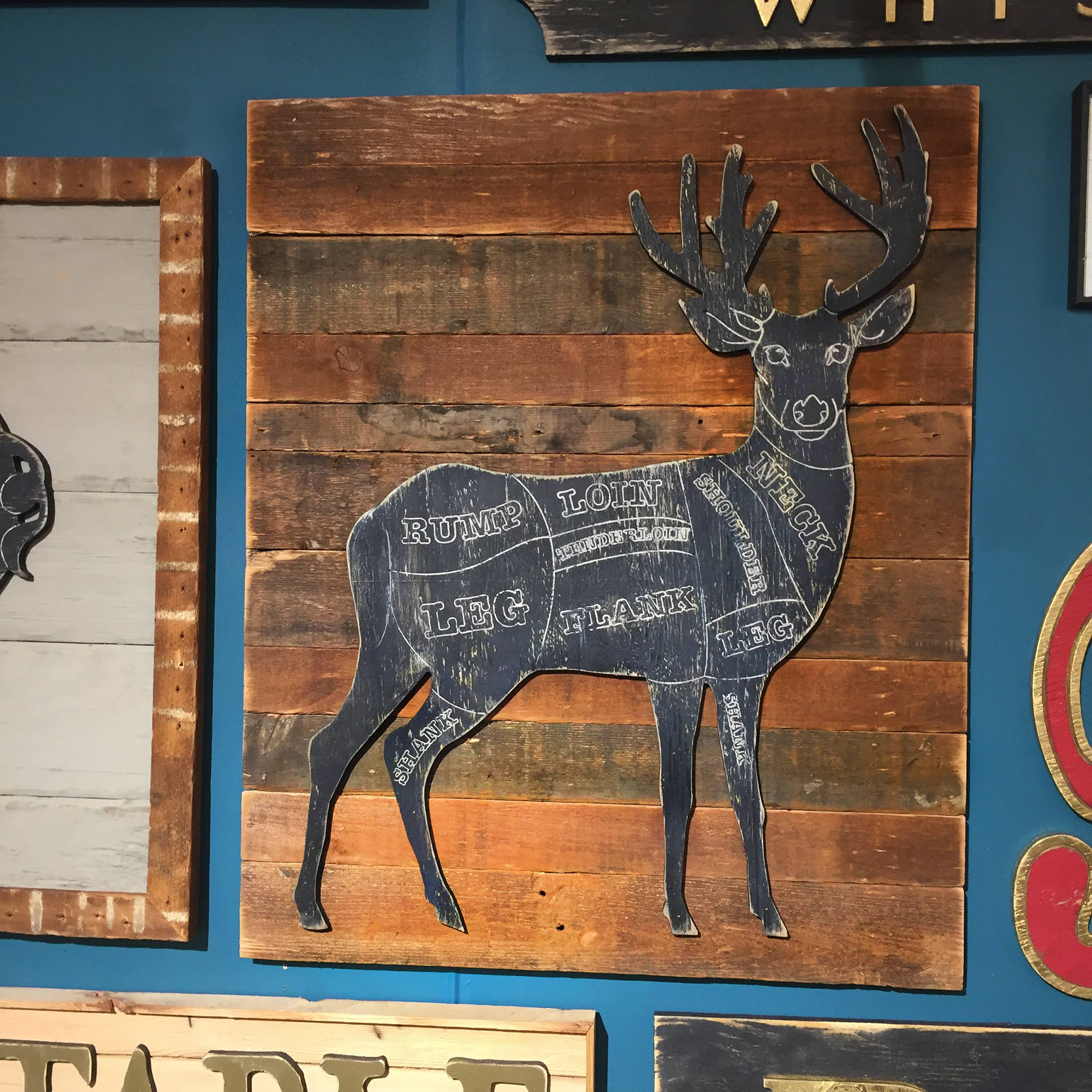 Butcher Deer on Rustic Wood Wall Art - Haven America