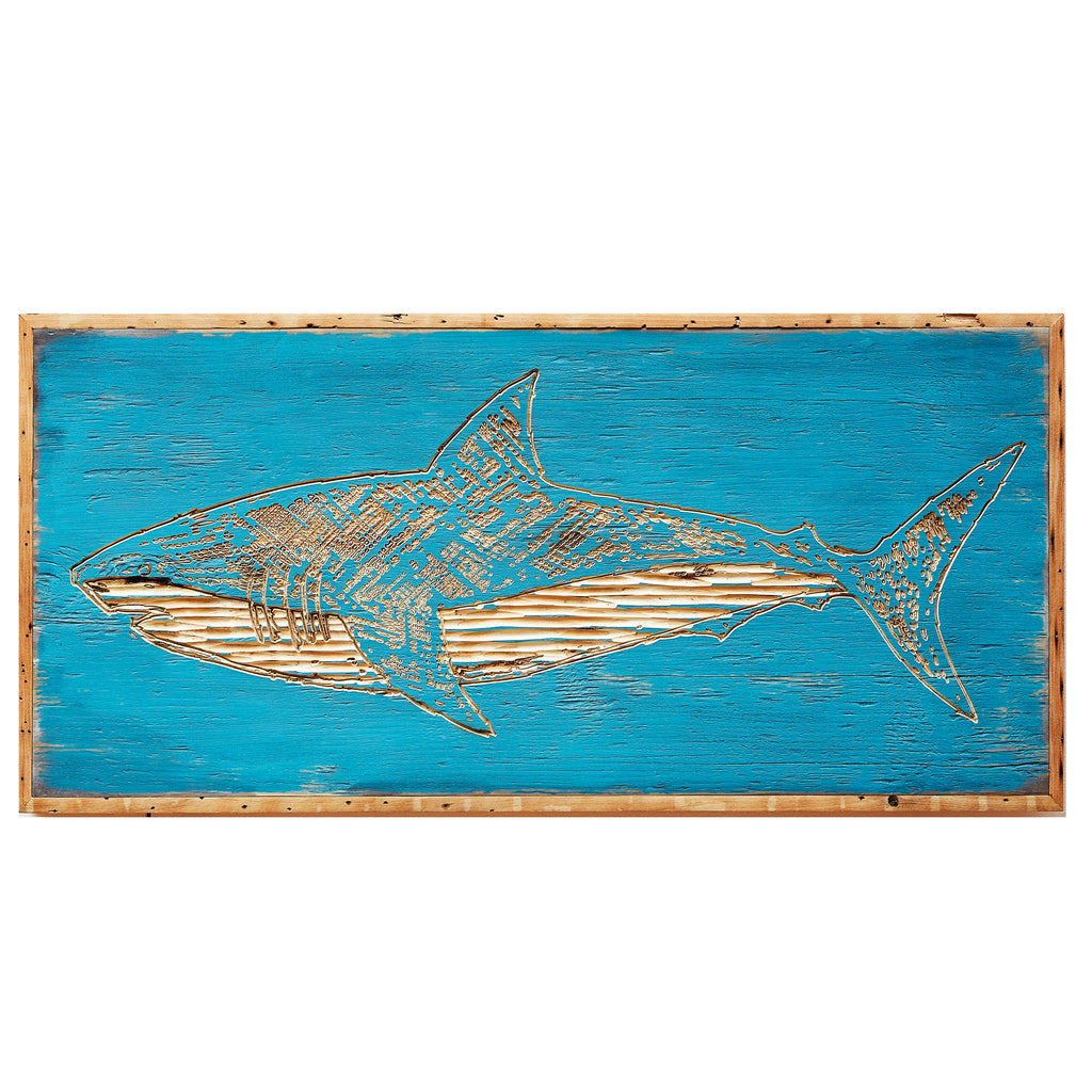 Carved Great White Shark Framed Wall Art - Haven America
